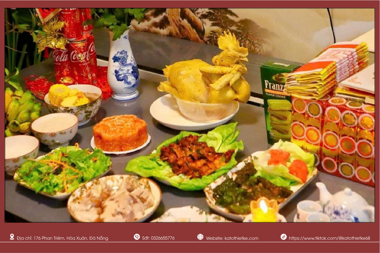 Gà luộc và xôi cúng nhập trạch vào nhà mới