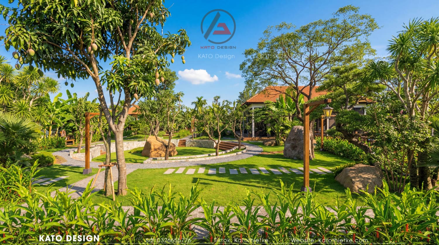Sân cỏ rộng tạo không gian sinh hoạt ngoài trời gắn kết cả gia đình Sân cỏ rộng tạo không gian sinh hoạt ngoài trời gắn kết cả gia đình