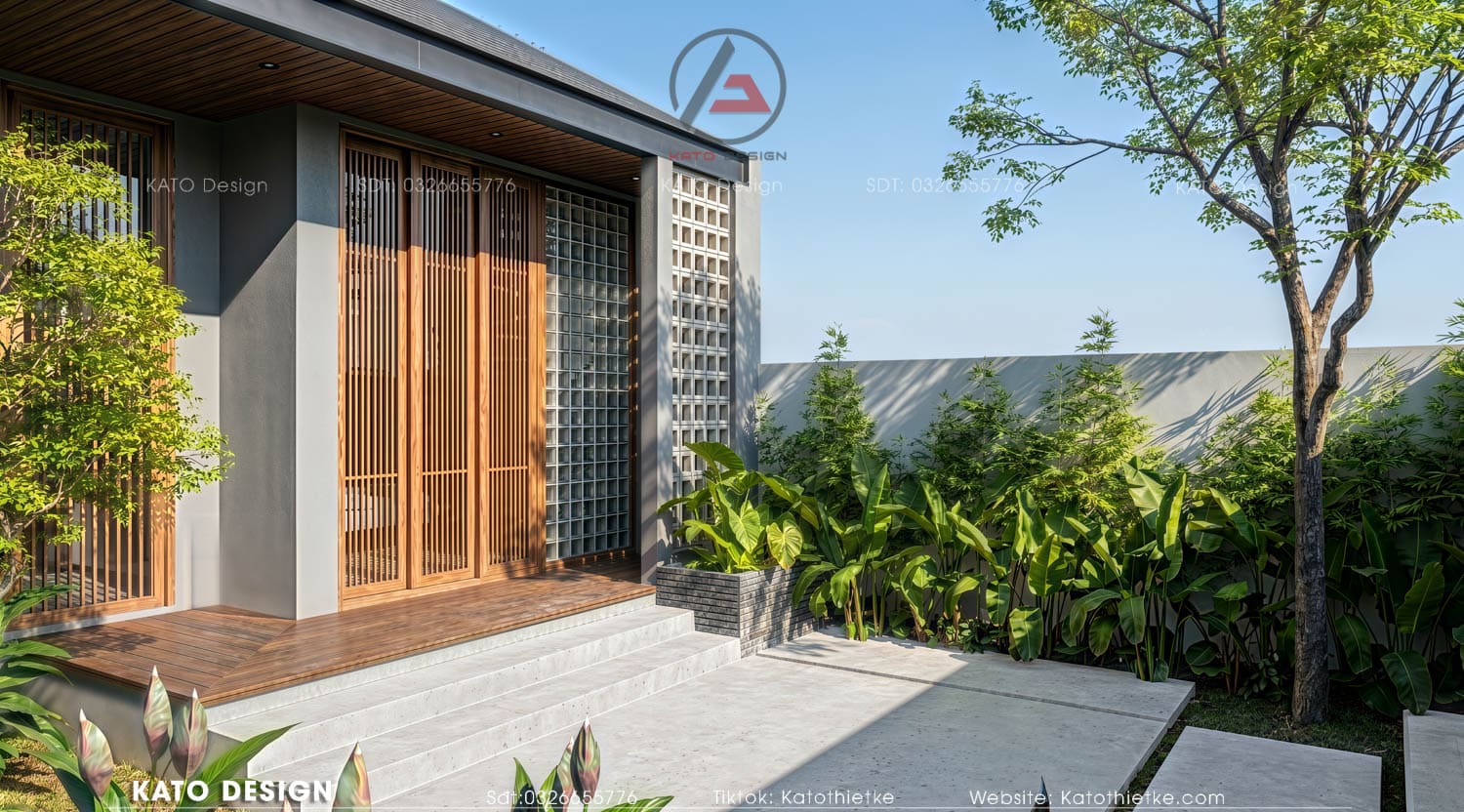 Đường nét vuông vức giúp mặt tiền thêm hiện đại, chỉn chu và ấn tượng
