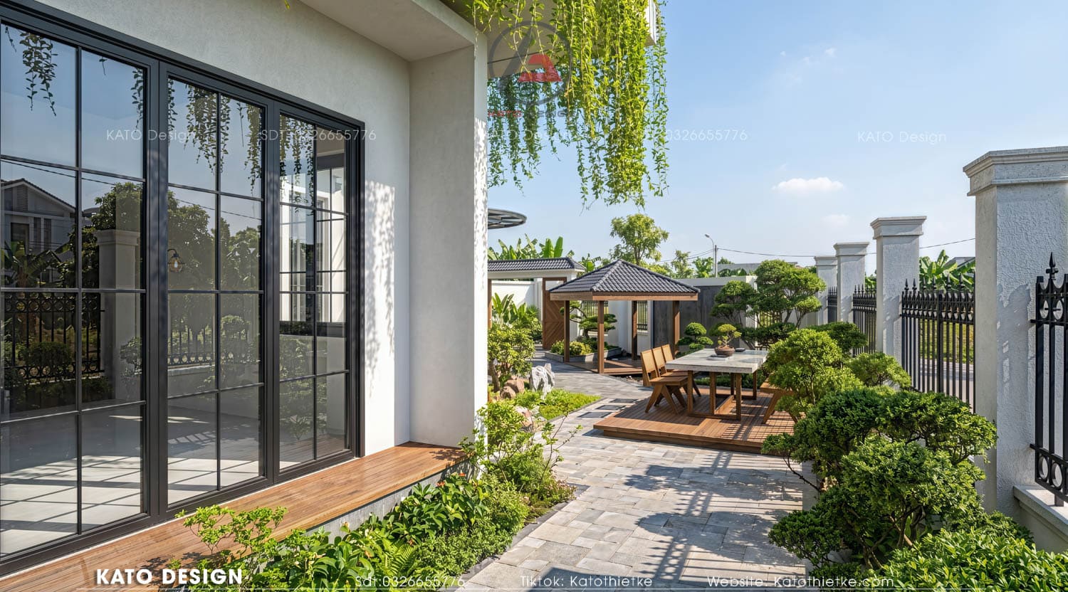 Sân vườn kết hợp đá và cây xanh tăng giá trị thẩm mỹ tổng thể Sân vườn kết hợp đá và cây xanh tăng giá trị thẩm mỹ tổng thể