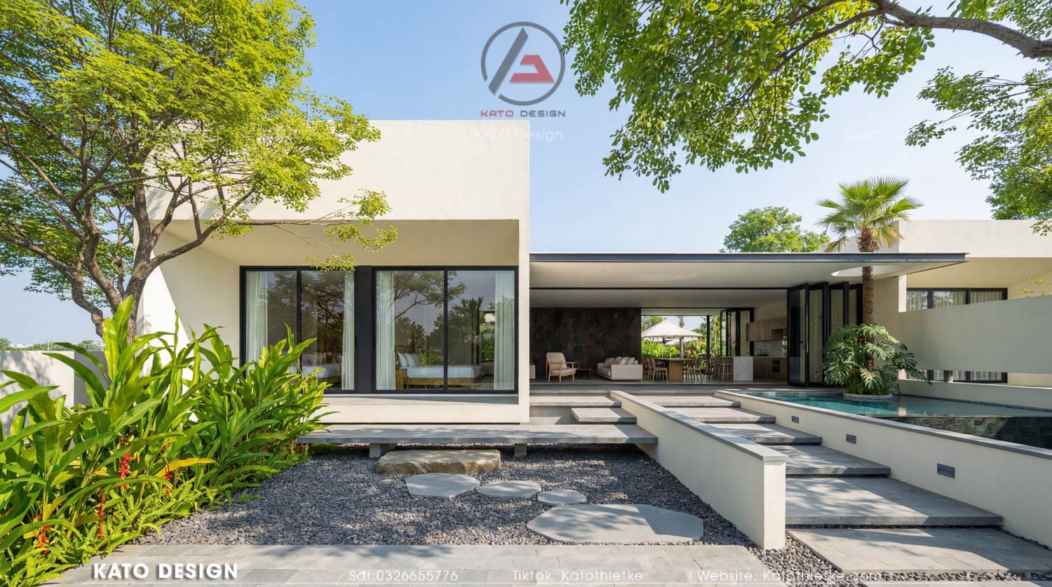 Thiết kế villa nghỉ dưỡng có hồ bơi phù hợp với xu hướng sống xanh, hiện đại Thiết kế villa nghỉ dưỡng có hồ bơi phù hợp với xu hướng sống xanh, hiện đại