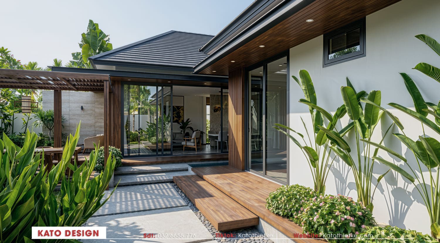 Hiên nhà rộng tạo điểm dừng thư giãn thoáng đãng và dễ chịu Hiên nhà rộng tạo điểm dừng thư giãn thoáng đãng và dễ chịu