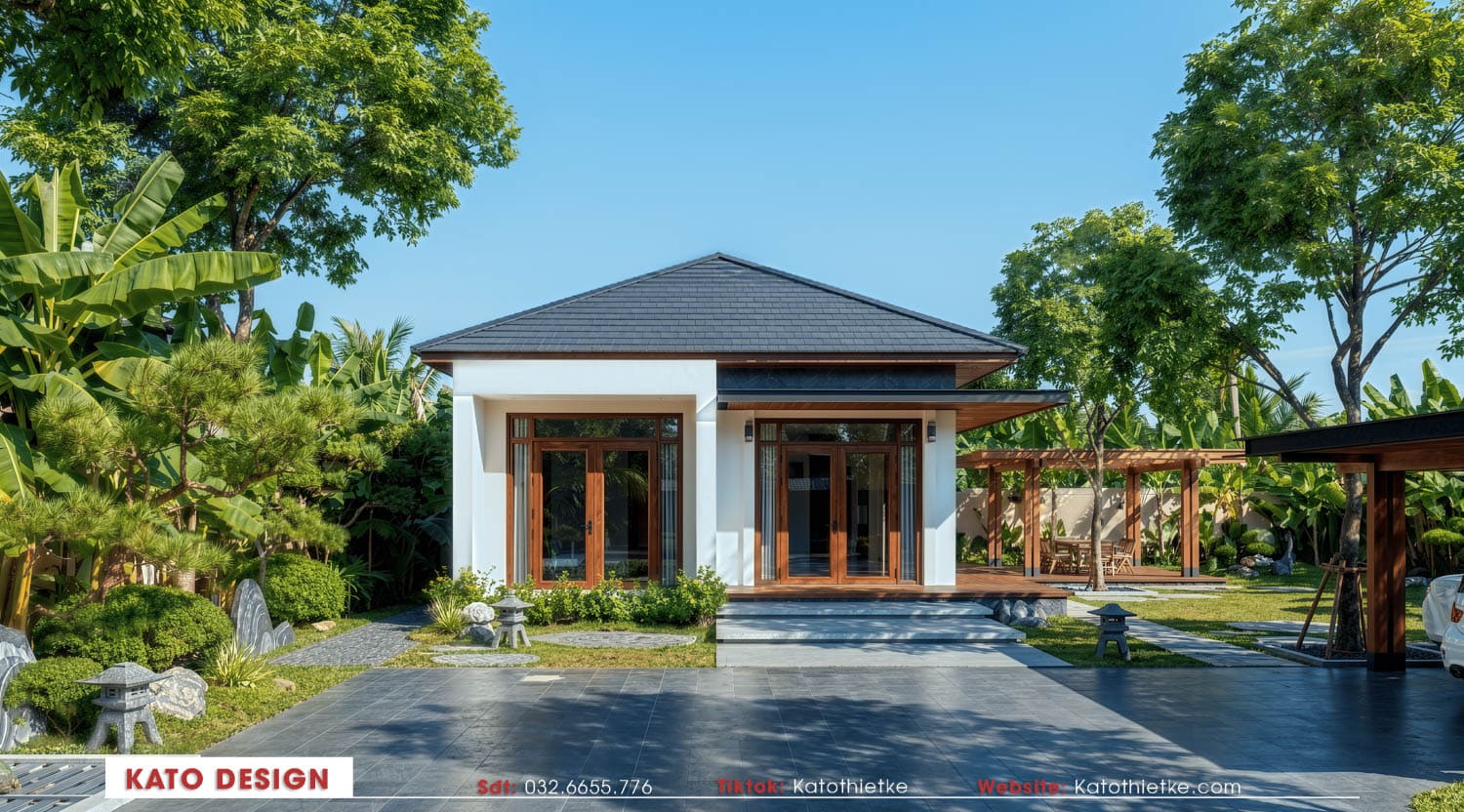 Nhà cấp 4 hiện đại sân vườn xanh mát hài hòa giữa kiến trúc và thiên nhiên Nhà cấp 4 hiện đại sân vườn xanh mát hài hòa giữa kiến trúc và thiên nhiên