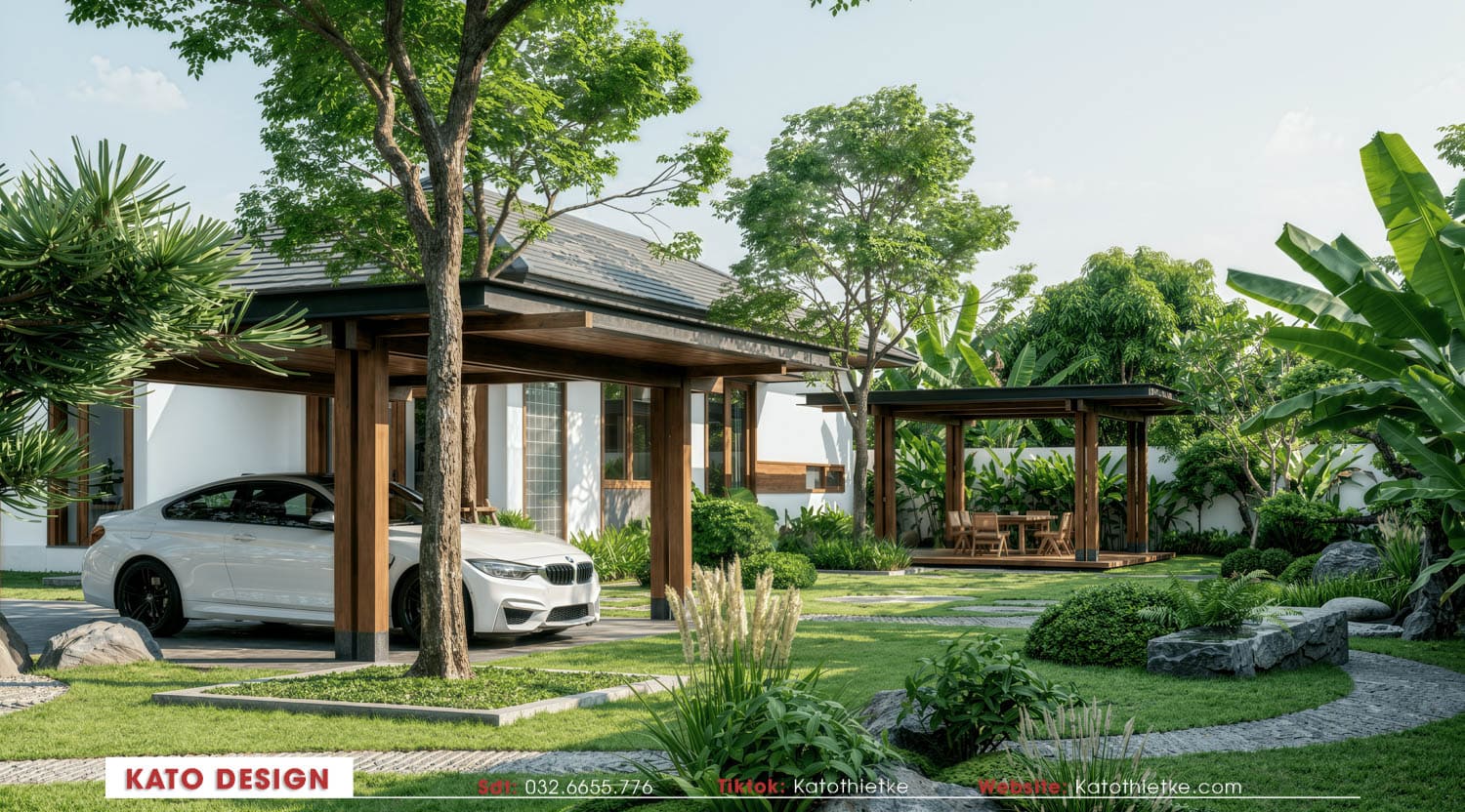 Thảm cỏ rộng tạo điểm nhấn mềm mại cho ngoại thất Thảm cỏ rộng tạo điểm nhấn mềm mại cho ngoại thất