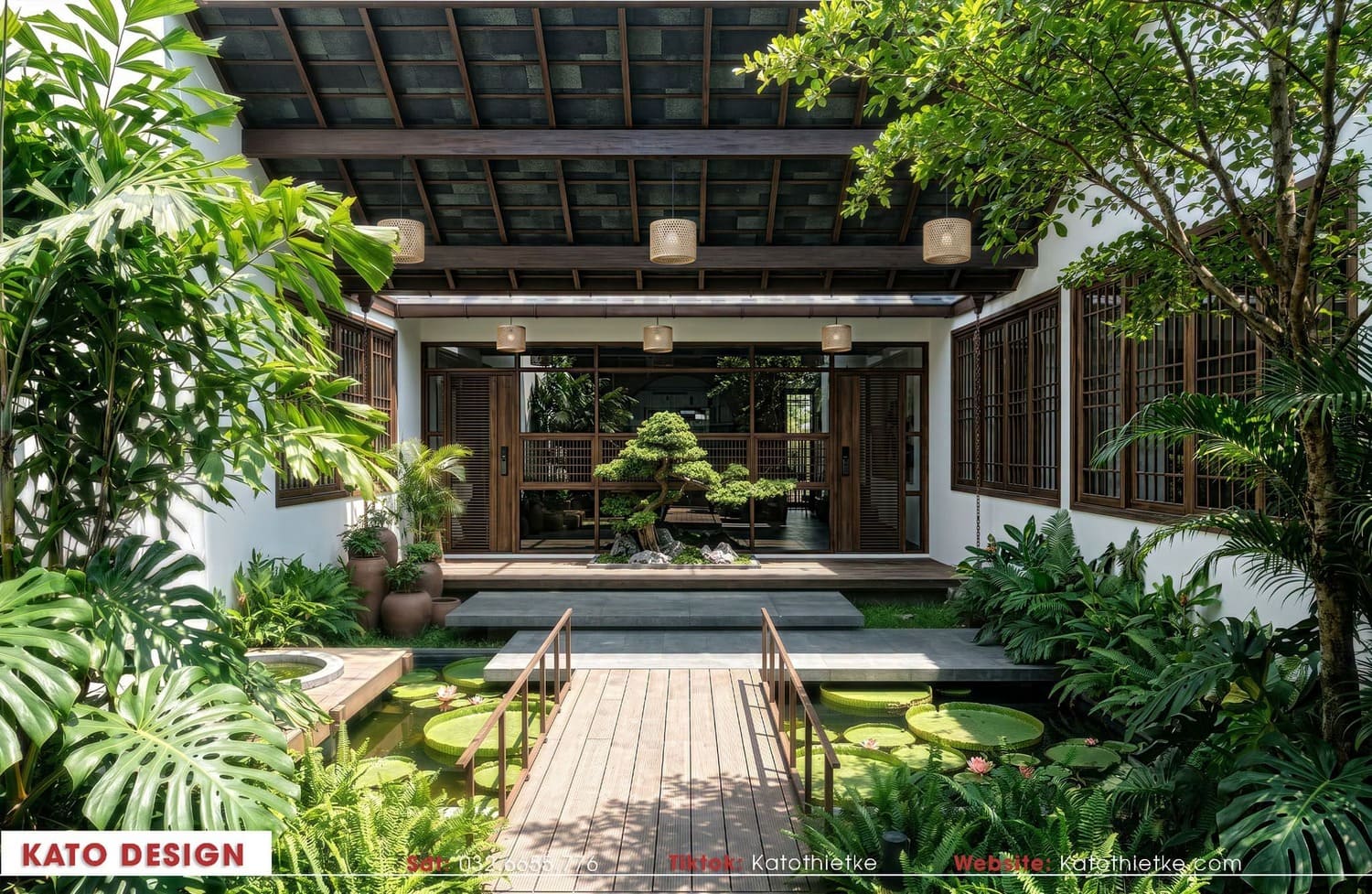 Khoảng sân trong trở thành trung tâm kết nối mọi khu vực sinh hoạt Khoảng sân trong trở thành trung tâm kết nối mọi khu vực sinh hoạt