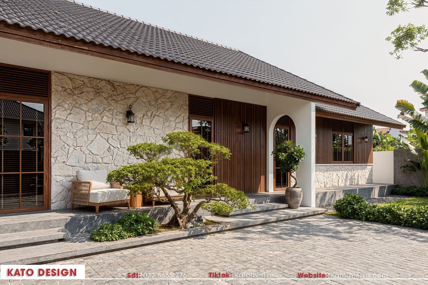 Mái dốc nhẹ giúp công trình thêm mềm mại và cân đối Mái dốc nhẹ giúp công trình thêm mềm mại và cân đối