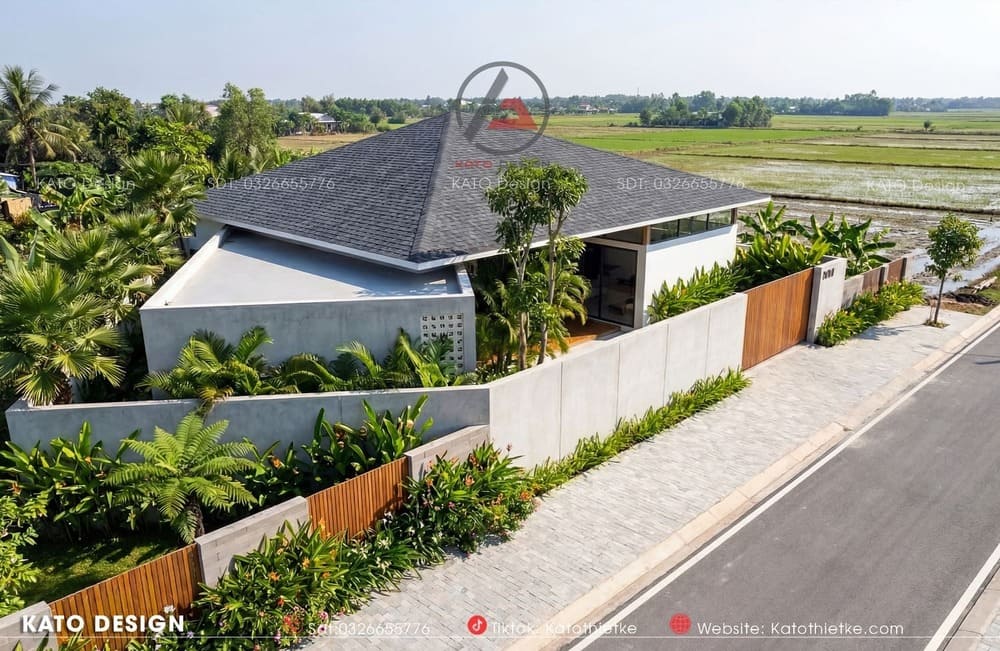 Mái nhà sử dụng tông màu xám ghi trầm