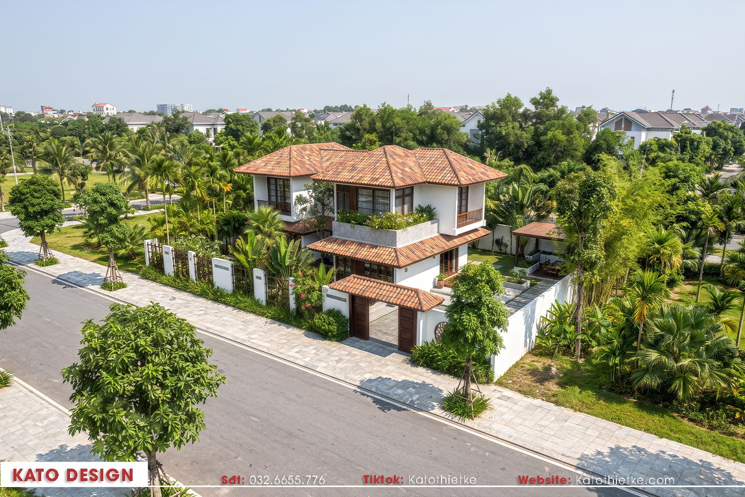 Toàn cảnh villa 2 tầng nổi bật giữa khuôn viên xanh rộng lớn 
