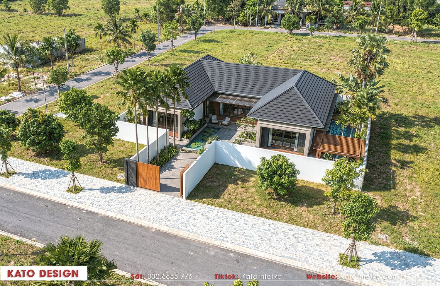 Tổng thể phương án kiến trúc mẫu nhà vườn cấp 4 tam hợp viện