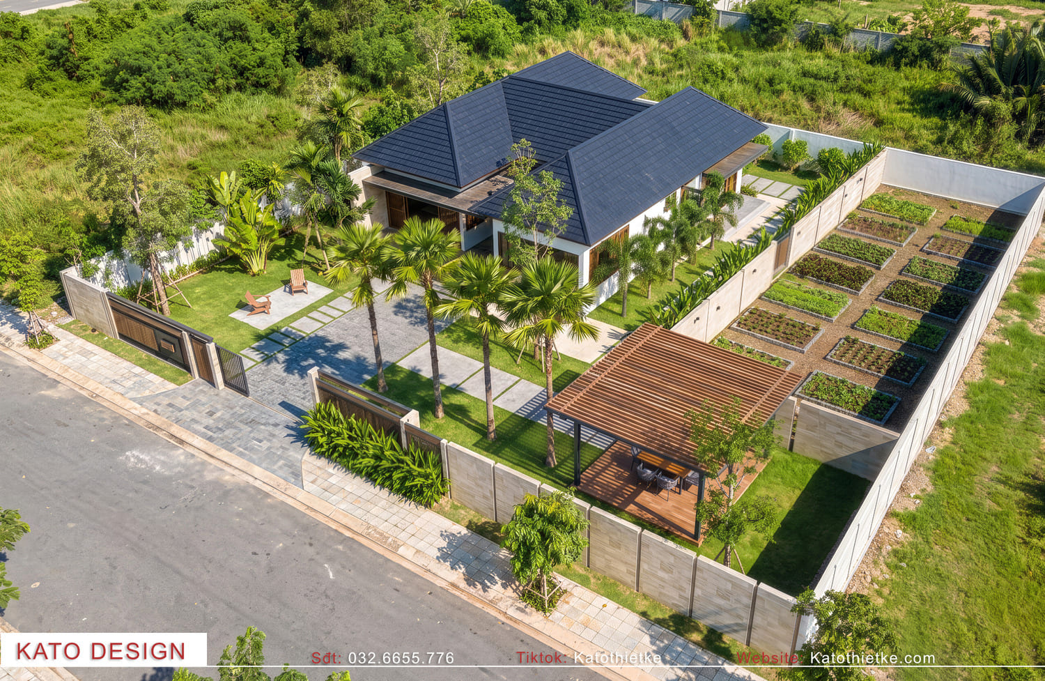 Mẫu nhà chữ H độc đáo nhìn toàn cảnh từ trên cao