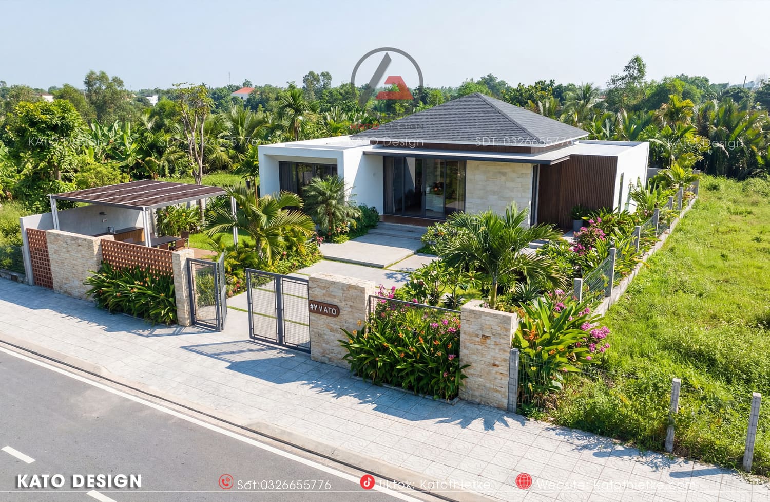 Mẫu nhà mái Nhật 145m² với thiết kế thanh lịch 