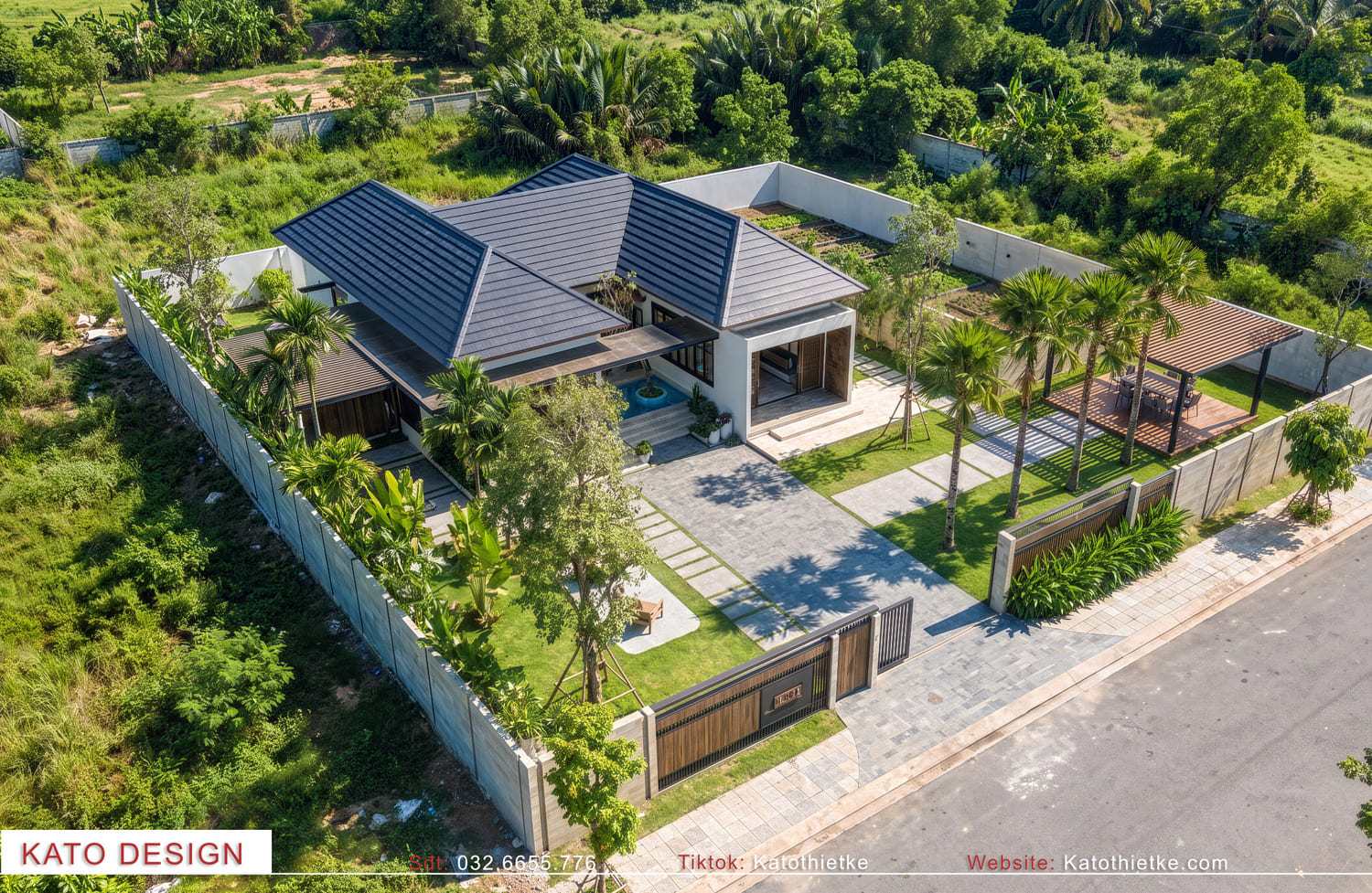 Nhà chữ H độc đáo với kiến trúc hiện đại giữa khuôn viên xanh