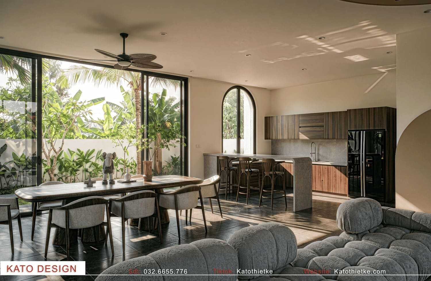 Nội thất biệt thự sử dụng nhiều đường cong mềm mại