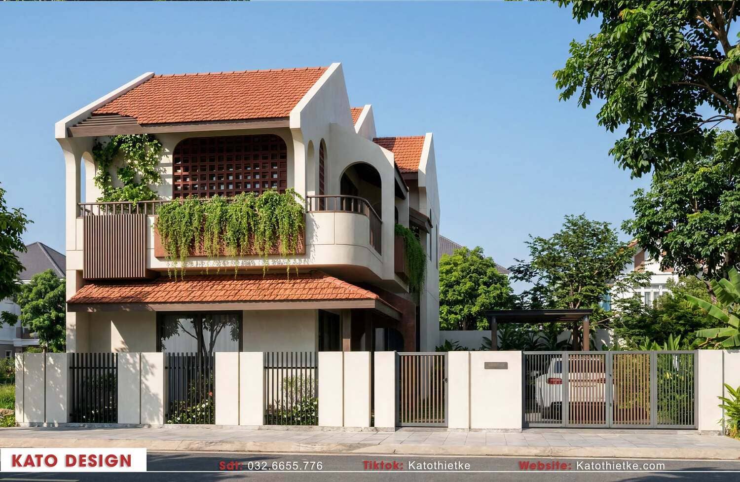 Thiết kế nhà 2 tầng theo phong cách truyền thống với hình khối hài hòa