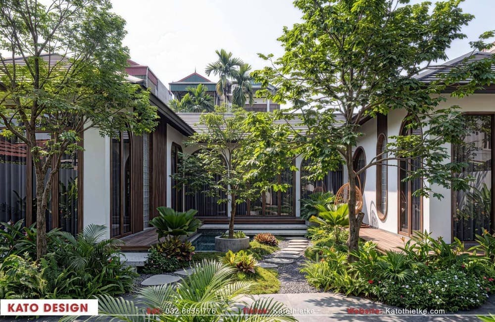 Không gian sân vườn nhà cấp 4 chữ U